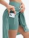 Origiwish Women's High Waist Flowy Midi Skirts Asymmetric Ruffle Hem High Low Skorts with Built-in Shorts Light Blue Green
