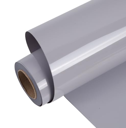 Image of FUNKAKA Heat Transfer Vinyl Rolls, 12 inch x 9ft Gray Iron on Vinyl for Shirt | Glossy HTV Vinyl for All Cutter Machines - Easy to Cut & Weed for Heat Vinyl Design