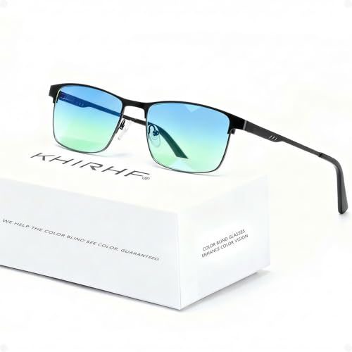 Khirhf Color Blind Glasses for Men, Color Vision Deficiency Correcting & Enhancing Glasses for Red Green Colour Blindness