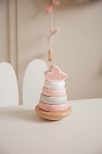 Elefantasie Holz Stapelturm rosa personalisierbar mit Name und Geburtsdaten Baby Geschenk mit Gravur Geschenk zur Geburt oder Taufe