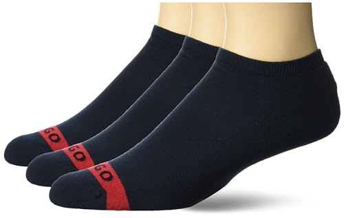HUGO Men's 3-Pack No Show Big Logo Socks