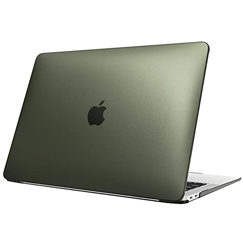 Fintie Hülle kompatibel mit MacBook Air 13 (2018-2020 Version) A2337(M1)/A2179/A1932, Ultradünne Hartschale Schutzhülle Snap Case, Nachtgrün(Matt)