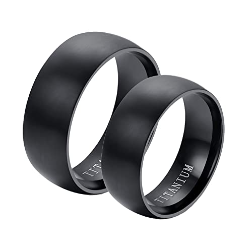 Whoiy Bague Homme Personnalisable, Alliance Homme Metal Noir Acier au Titane Bague Haute Polie 8mm St Valentin Cadeau Couple Bague Cover