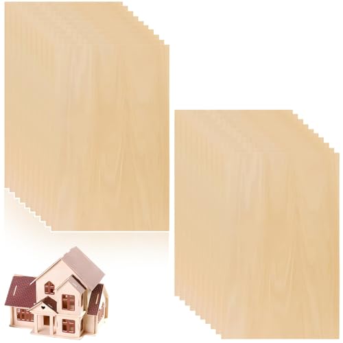 pozuauoa - 20PCS Plywood Cut to Size 10x20x0.2cm, Balsa Wood Sheets, Easy to Cut Thin Warp-Resistant Plywood Sheets, Wood Planks for DIY Crafts Model Building Etc.