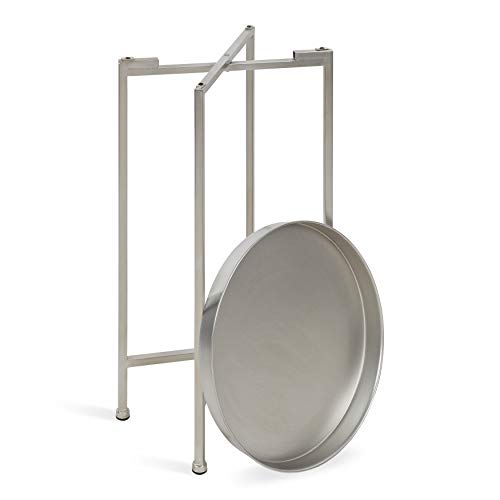 Image of Kate and Laurel Celia Round Metal Foldable Accent Table with Tray Top, 14 inch x 14 inch x 25.75 inch, Silver