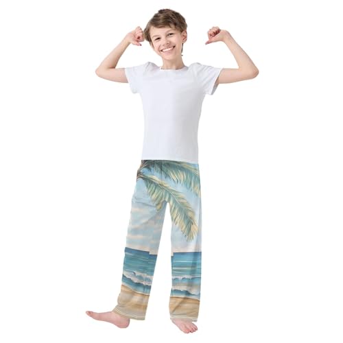 Boys' Pants Pastel Beach Coconut Tree Long Bottoms Jogger Pants Elastic Waist Trousers with Pockets S-XL2