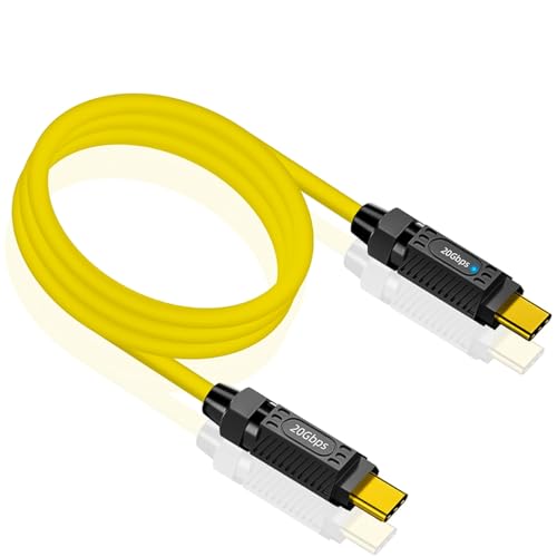 Image of Verilux Usb C To Usb C Cable 140W Usb 3.1 Type C Charging Cable,Fast Charging 20Gbps Usb Type C Charger Cord,With Led Light,Support 8K@60Hz For Macbook Pro,3.3Ft,Yellow