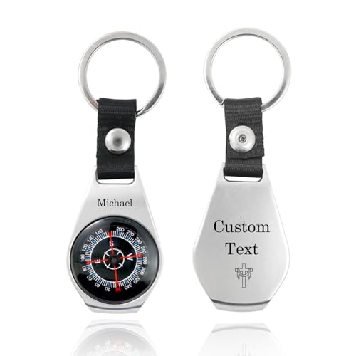 Brújula personalizada de latón con texto y función luminosa miniatura 1