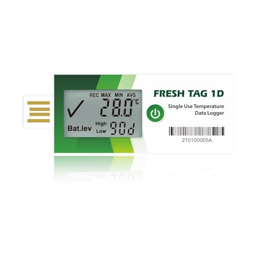 Freshliance Temperatur Datenlogger mit großem LCD-Bildschirm, 30000 Messwerte hohe Genauigkeit Einweg-Temperaturrecorder mit PDF&CSV-Berichte 120 Tage 1 Packung, Fresh Tag 1D Freshliance Temperatur Datenlogger mit großem LCD-Bildschirm, 30000 Messwerte hohe Genauigkeit Einweg-Temperaturrecorder mit PDF&CSV-Berichte 120 Tage 1 Packung, Fresh Tag 1D