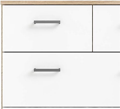 Tvilum 8 Drawer Double Dresser, Oak Structure, White
