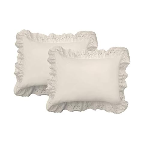Fresh Ideas Ruffled Pillow Sham 2 Pack, Standard, Ivory Cover
