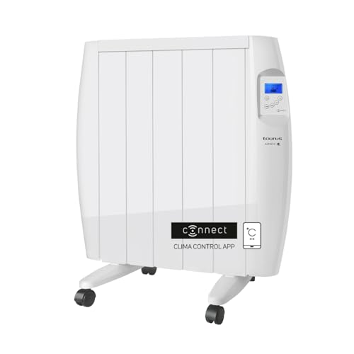 Taurus - Emisor Térmico WIFI Malbork Connect 900W | 3 Modos + Temperatura Ajustable | Ruedas + Soporte | Radiador Eléctrico APP Alexa Google Home | Apto Baños IP24 | Pantalla LCD | 10m2 | 58x53.5x8