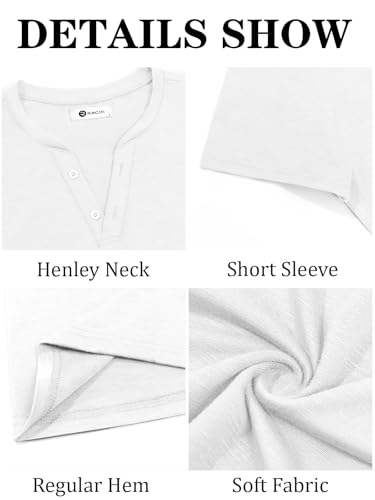 Runcati Mens Casual T Shirts Short Sleeve V Neck Henley Shirt Button Basic Fashion Summer Beach Tee Tops White - Image 5
