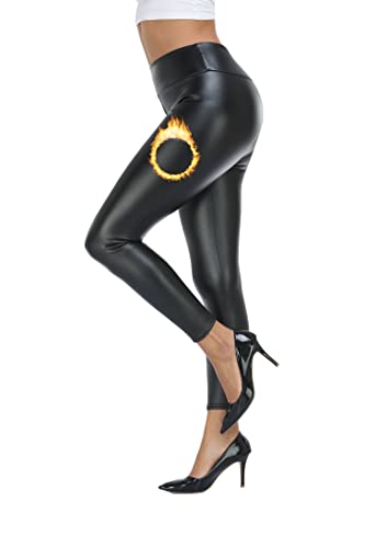 Women's Faux Leather Leggings Sexy Thickended Tights High Waisted Stretchy