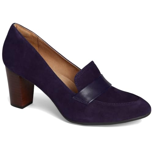 Image of SHODENSE Women Chunky Kitten Heel Pumps Shoes Round Closed Toe Slip On Suede Penny Loafers Matte Block Mid Heels Dress Loafer Almond Toe Comfort Oxford Shoes Office Work Classic Elegant 4-11 M US