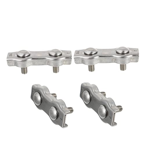 PLAFOPE 4pcs Wire Rope Double Clamp Wire Cable Wire Rope Loop Clamps Clip Wire Rope Steel Rope Clamp Wire Ropes Accessories Bolts Clamps Duplex Bolt Cable Clamp Stainless Steel Silver