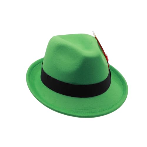 Image of Unisex Trilby Hats Classic Fedora Hats for Women Men Dress Hats Felt Short Brim Fedoras Hat Panama Hat with Band