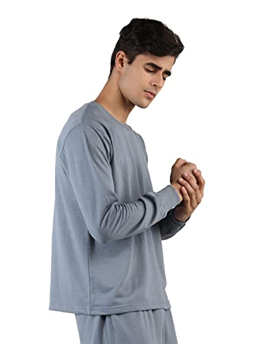 Image of CHKOKKO Men's Terry Cotton Loose Fit Full Sleeves Regular Fit T-Shirt