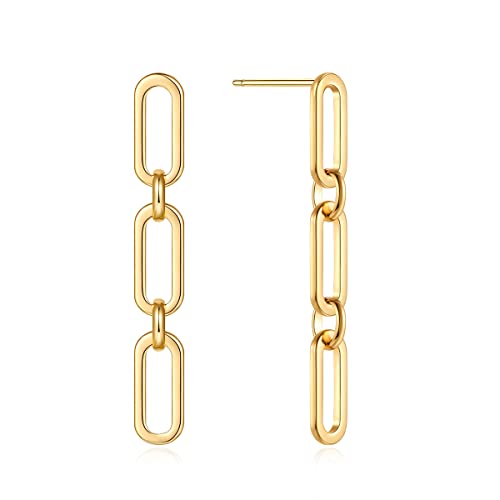 FAMARINE Gold Silver Chain Earrings Drop Dangle Earrings for Women