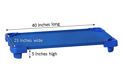 Image of Sprogs Heavy Duty Toddler 40 inchL Stackable Daycare Cots for Preschool Kids, Resting, and Naptime, SPG-0232-5-12PK, Blue (Pack of 12)