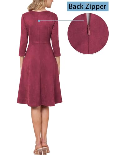 Image of VFSHOW Womens Work Business Office Front Zipper Slim Church A-Line Dress