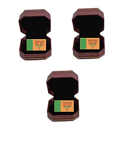 BJP Bharatiya Janata Party Flag/Jewellery Quality Gold Enamel Official Lapel Flag Pin (Pack of 3)-image-6