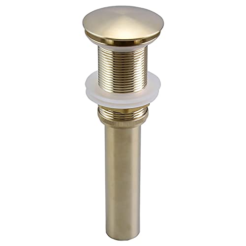 JMXD Pop-up Bonde de Lavabo, Laiton Clic-clac Bonde de Vidage Lavabo Anti-Corrosion Bonde D'écoulement pour Evier ou Lavabo Ecoulement de Lavabo, Or Brossé,Without Overflow Hole Cover