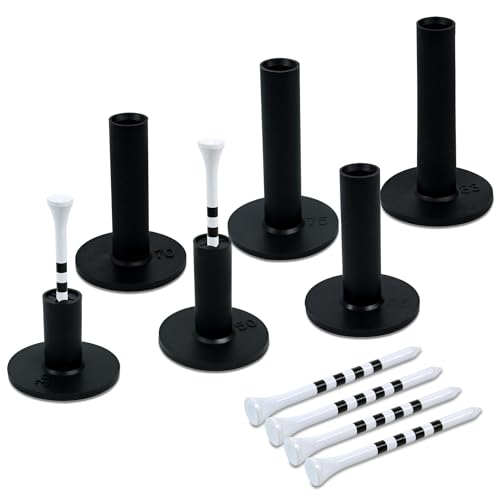 TROLLBIRD Premium Rubber Golf Tees for Mats Golf Tee Holder for Driving Range Simulator Hitting Mats and Outdoor Training 6 Sizes Rubber Tees & 6pcs 3-1/4 Tees (12 Pcs)
