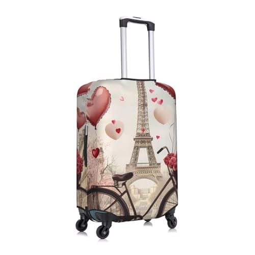 Love Paris Tower Coffee Elastic Travel Luggage Cover, Washable Spandex Suitcase Protector, Anti-Scratch Fits 18-32 Inch3
