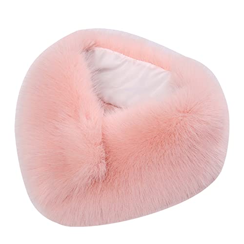 Plush Scarf Warm Faux Fur Scarf Winter Thick Collar for Match Sweater Coat Overcoat Girls for Women Pink