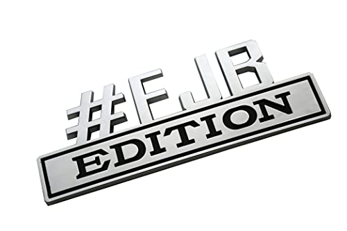 Image of Large #FJB Edition Emblem Car Bumper Sticker Badgeslide ​Decal fits Fender Car Truck Badge - 7 Inch Length (Chrome) (FD-# FJB Edition)