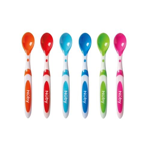 Nuby Cuillères d'Alimentation pour Bébé - Lot de 6 Cuillère pour Sevrage - 6 Pack - 4 plus Mois