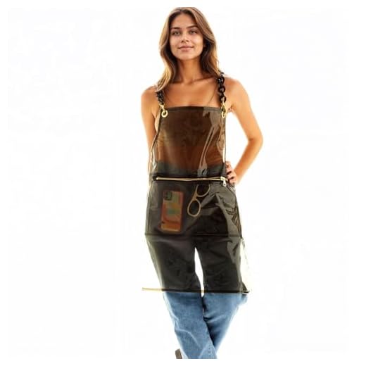 MIKI WELL Fashion Popular Transparent Work TPU Waterproof Apron for Barber with large Pocket for Hair Stylist Accessories(black)