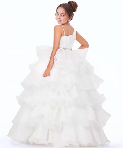 Organza Girls Pageant Dress Beaded Flower Girl Dresses for Wedding Layer Pageant Party Ball Gowns2
