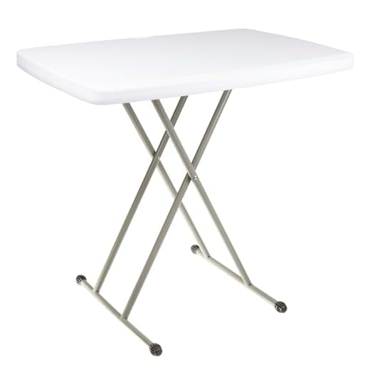 Lavish Home Folding 19-28-inch Adjustable Height, Indoor/Outdoor TV Tray , Lightweight Dinner Table with X Legs and Hard Plastic Top, 19"-28", White