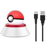 MoKo Charging Stand Compatible with Nintendo Switch Poke Ball Plus Controller, Charger Station Holder Charging Dock Mount with Charging Cable Compatible Switch Pokeball Plus Controller – Red + White