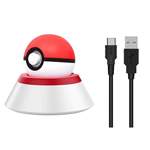 MoKo laddningsstation kompatibel med Nintendo Switch Pokémon Poke Ball Plus Controller, laddstationshjälpladdare med laddkabel för Switch Pokeball Plus Controller – röd + vit