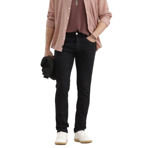 Image of WROGN Men's Cotton Blend Jeans | Solid | Slim Fit