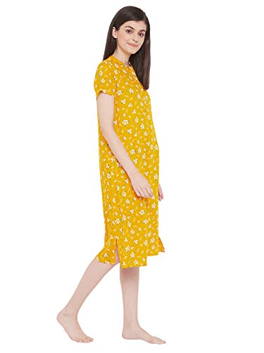 Image of Clovia Women's Rayon Floral Printed Midi Nighty