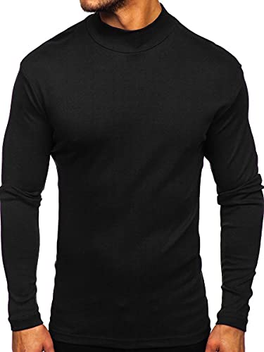 Mens Mock Turtleneck T-Shirt Long Sleeve Pullover Basic Designed Undershirt Stretch Lightweight Top