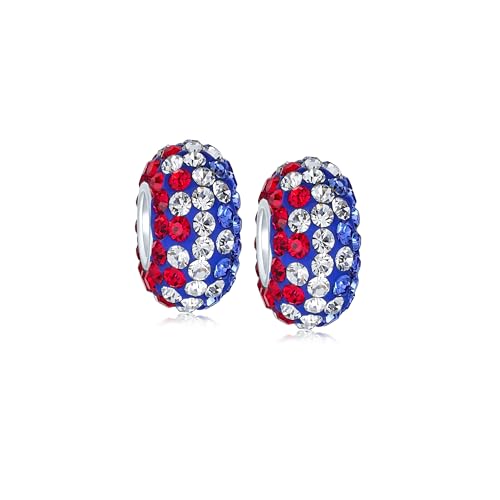 Separadores de cuentas de cristal Bling Jewelry con rayas rojas y blancas para pulsera europea