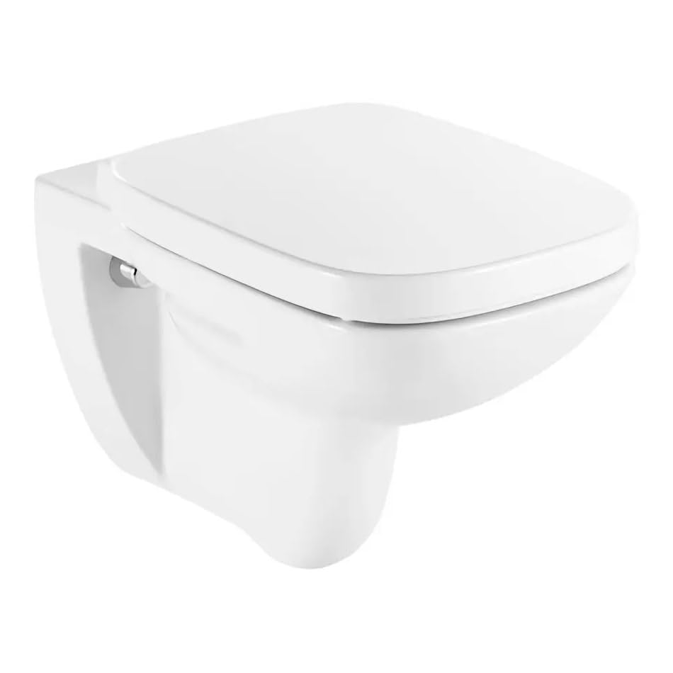 ROCA Pack Cuvette WC suspendu DEBBA SQUARE sans bride, abattant frein chute - Blanc