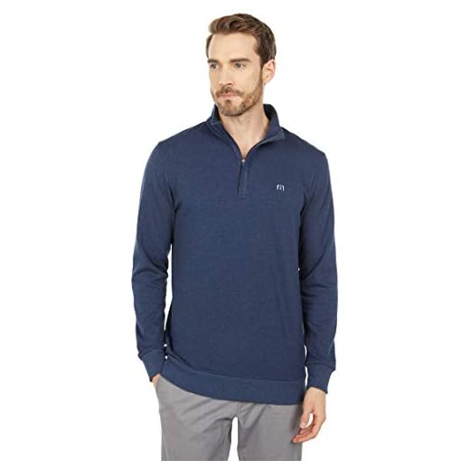 TravisMathew Cloud 1/4 Zip Jacket in Heather Blue