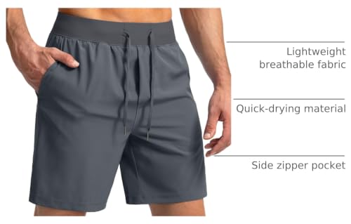 Image of Soothfeel Men's Running Shorts with Zipper Pockets 9 inch / 7 inch / 5 inch Quick Dry Eight Basketball Gym Workout Athletic Shorts