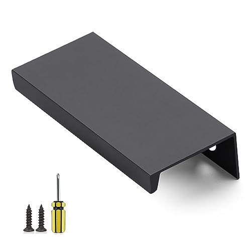 Image of Ravinte 1 Pack Finger Pulls for Cabinets 76mm /3 inch Length Black Edge Pulls