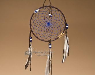 Mission Del Rey Native American Dream Catcher 6" -Blue