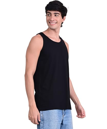 Image of Sleeveless Tank Top for Men | Plain Ring Spun Super Combed Bio-Washed Cotton