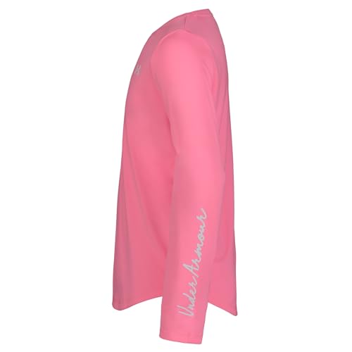 Image of Under Armour Girls' Outdoor Long Sleeve UPF Tee, Stylish Crew Neckline, Logo & Printed Designs, UPF 50+
