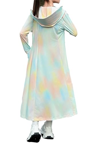 Cromoncent Girls Sun Protection Hoodie Coat Cover-Up Dress Hooded Cooling Shirt with Pockets, 4-14 Years2