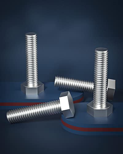 Image of 1 /4-20 x 1-3 /4 inch (5 /8 to 5 inch Optional) Hex Head Screw Bolt, Stainless Steel 18-8(304), Fully Threaded,15pcs